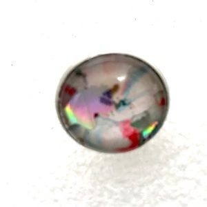 Brooch pin hand painted glass dome handcrafted